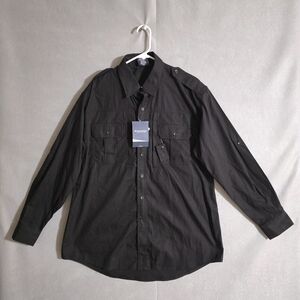 NWT Propper Mens Black Tactical Rip Stop Dress Shirt Size Large